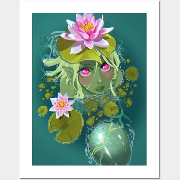 Lilypad Mermaid Wall Art by Iria Abella 